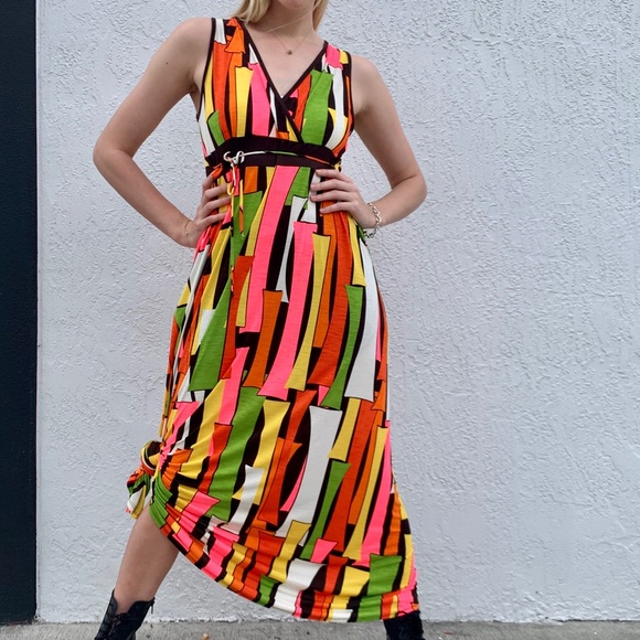 Vintage Y2K Maxi Dress Q-T by Andres Retro Maxi Dress - Picture 4 of 9